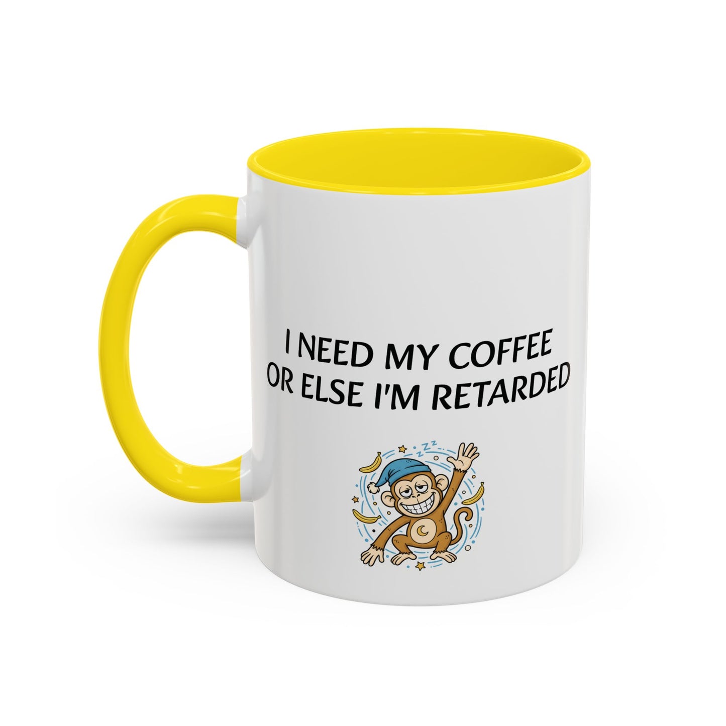 Accent Coffee Monkey Mug — Funny "Coffee First" With Monkey Morning Humor Ceramic Mug