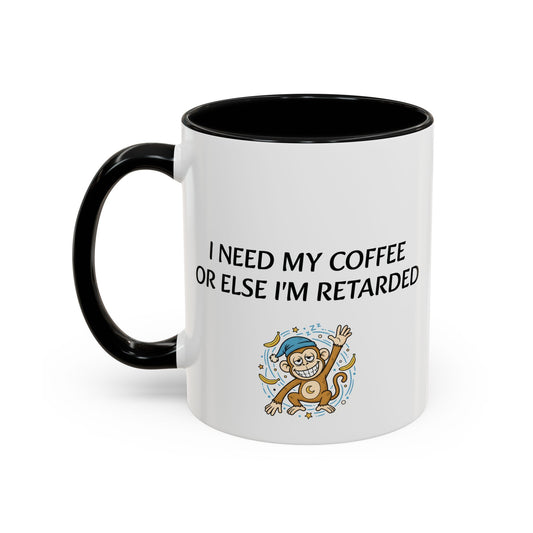Accent Coffee Monkey Mug — Funny "Coffee First" With Monkey Morning Humor Ceramic Mug