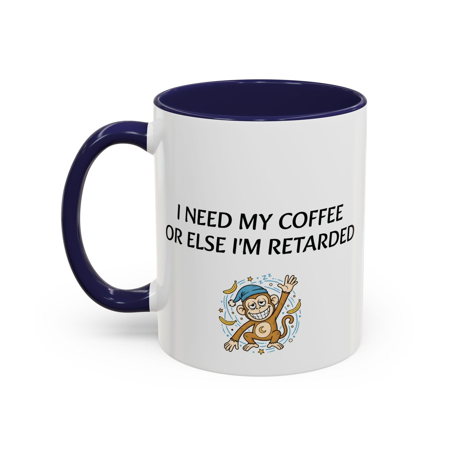 Accent Coffee Monkey Mug — Funny "Coffee First" With Monkey Morning Humor Ceramic Mug