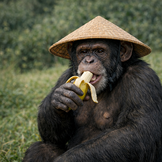 Ape with Chinese Rice Hat